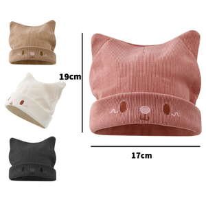  Knitted Corduroy Hat Cat Ear Beanie Hat 