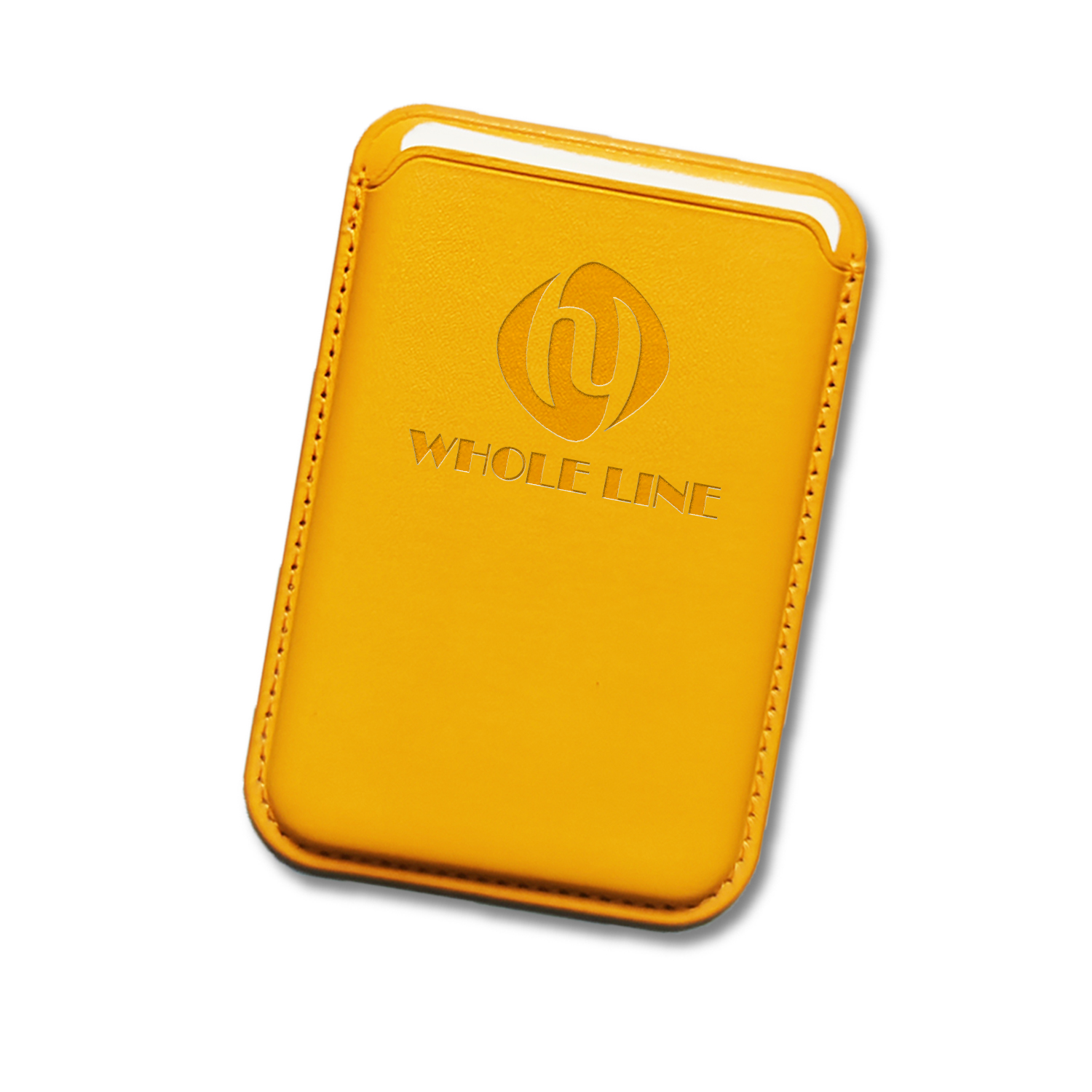 Yellow PU Leather Card Holder Custom Logo Leather Phone Wallet