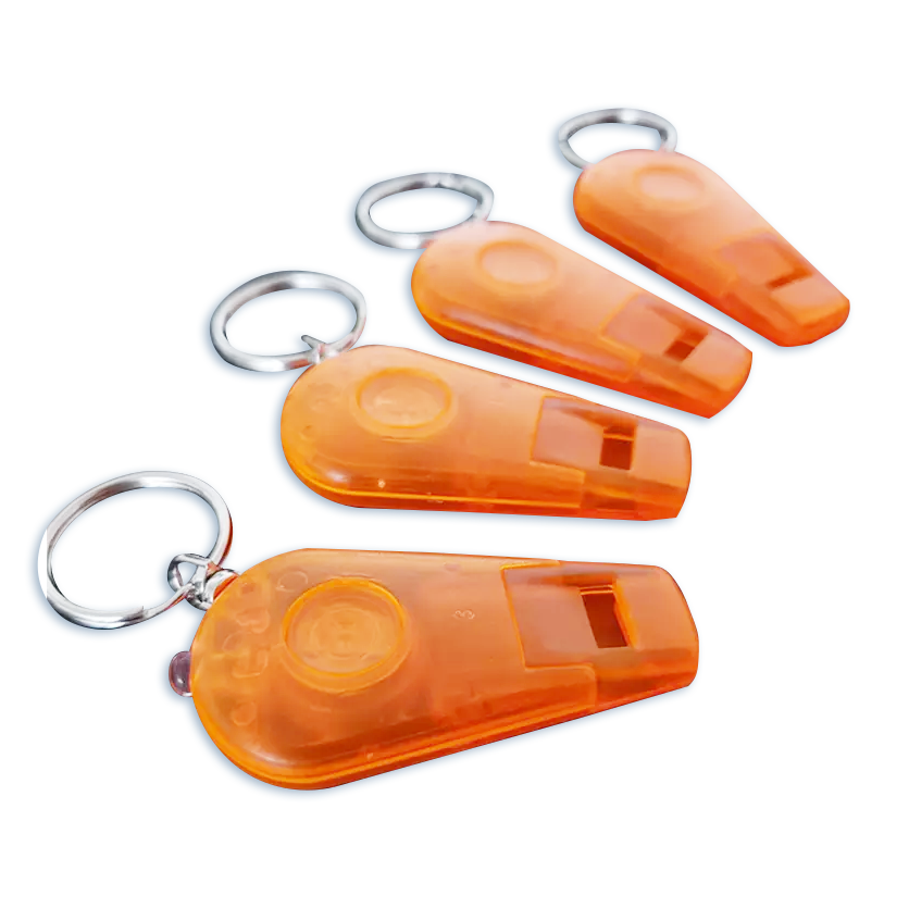 led torch whistle keychain custom logo