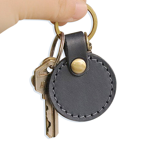 Round Leather Keychain 