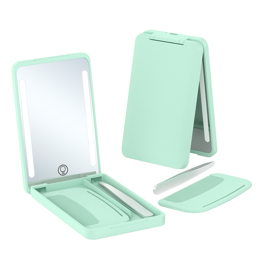 With Led Light Mirror Folding Mirror Fashion Mirror Comb set