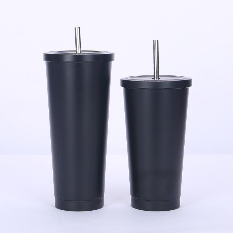 Custom Double Wall Stainless Steel Cups Tumblers With Lid And Straw