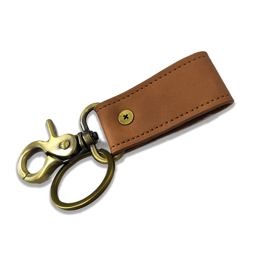 Customized high-grade leather keychain with lobster buckle 