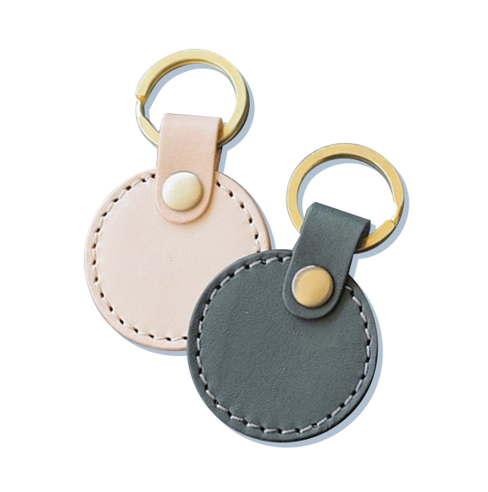 Round Leather Keychain 