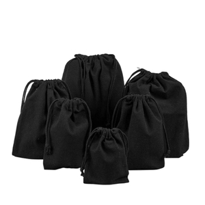 Customized Black canvas drawstring bag