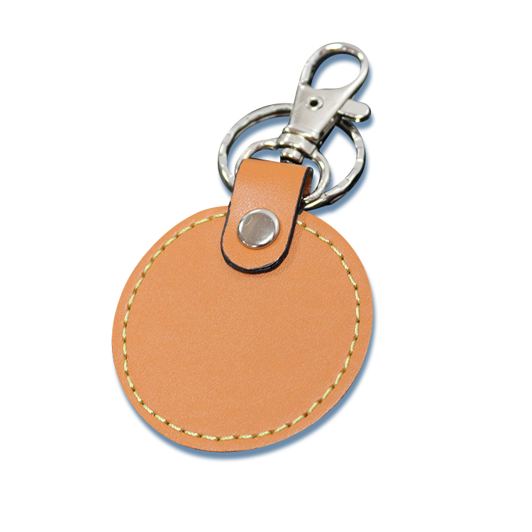 Round Leather Keychain 