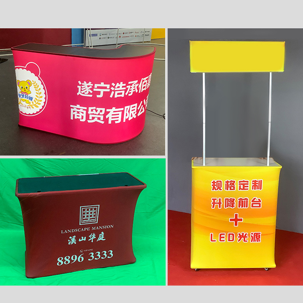 Custom Portable Tension Fabric Banner Frame Reception Backdrop Promotion Table Folding Light Box bandana